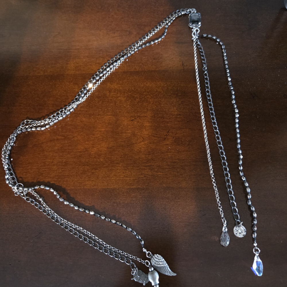 Unique Lariat-Like Silver Charm Necklace - Picture 6 of 6